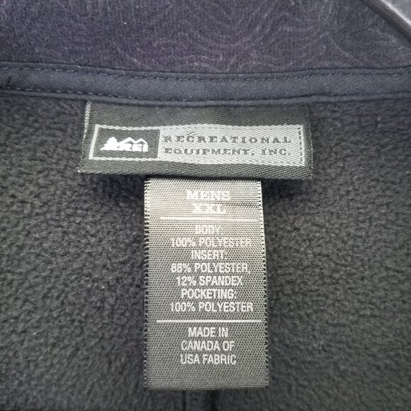 REI Polartec Vest Men's XXL Full Zip Fleece Outdoor Black Pockets Stretch Sides - Picture 7 of 16